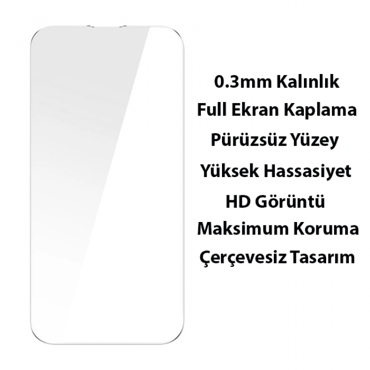 Baseus Glitter iPhone 14 6.1 Renkli Kenar Silikon Kılıf + Tempered Ekran Koruyucu Set-(5775)