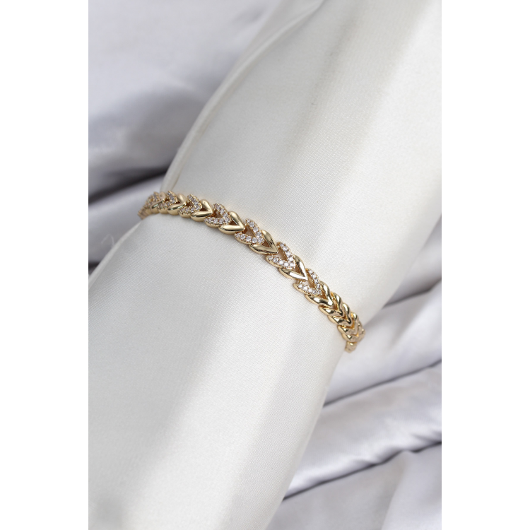 CM Model Zirkon Taşlı VIP Seri Gold Renk Pirinç Kadın Bileklik 5886