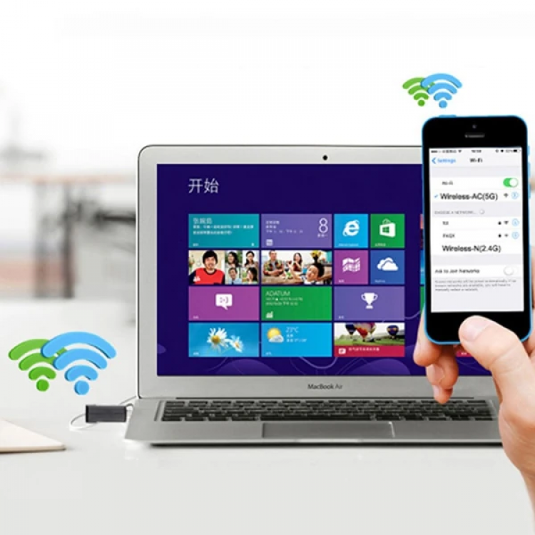 ALLY Çift Bant 600 Mbps 2.4 GHz +5 GHz USB Kablosuz Wifi Adaptör-(5775)