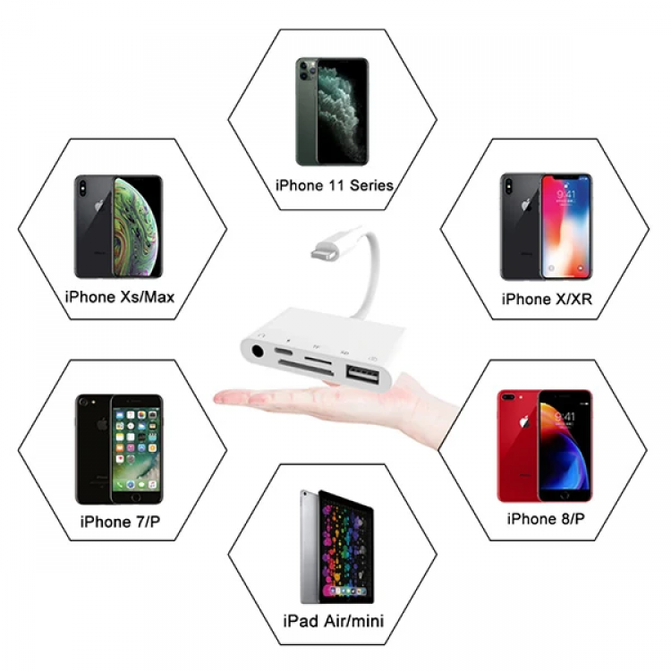 ALLY 5in1 İPhone-İPad lightning To Audio Usb Kamera Okuyucu-(5775)