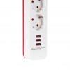 S-LINK SPG403U 4 Soket Akım Korumalı Priz 3xUSB 5V 2.4A 1.5Mt %100 Bakır 1.5mm Kablo 750 Joule (Beyaz)(1923)