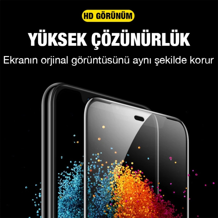 ALLY iPhone 13 -13 Pro 6.1inç Full Glue Matte Tempered Cam  Ekran Koruyucu-(5775)