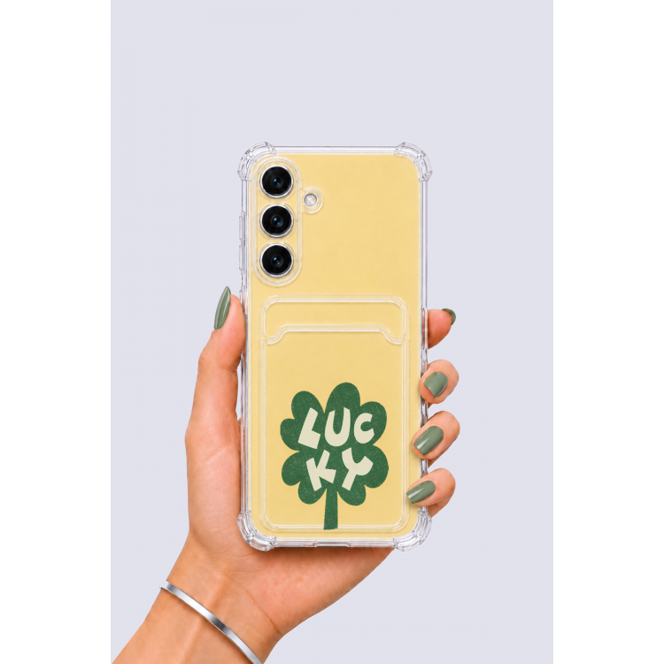 Samsung Galaxy S24 FE Kartlıklı Lucky Yonca Desenli Kılıf