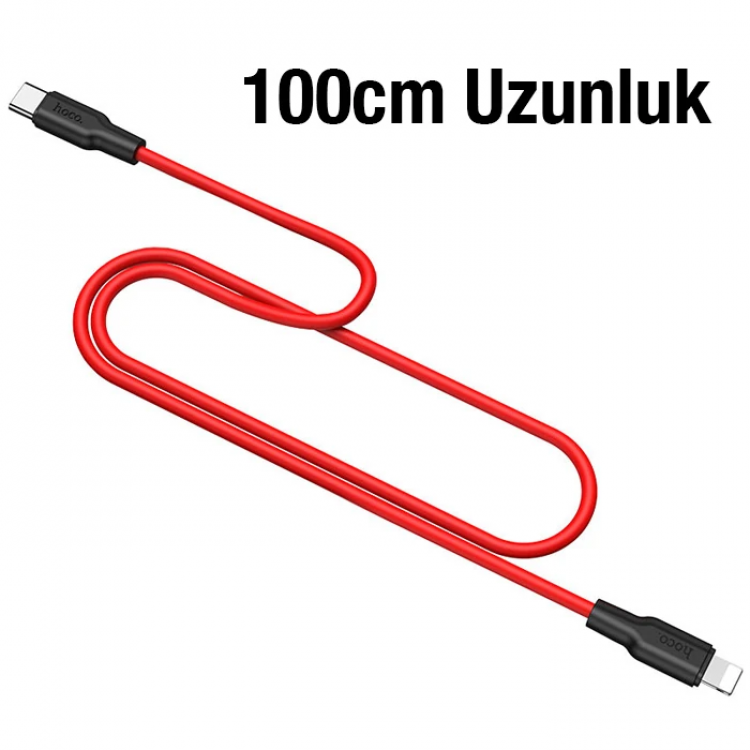 HOCO X21 Plus PD 20W Type-C to iPhone Lightning Silikon Hızlı Şarj ve Data Kablosu-(5775)