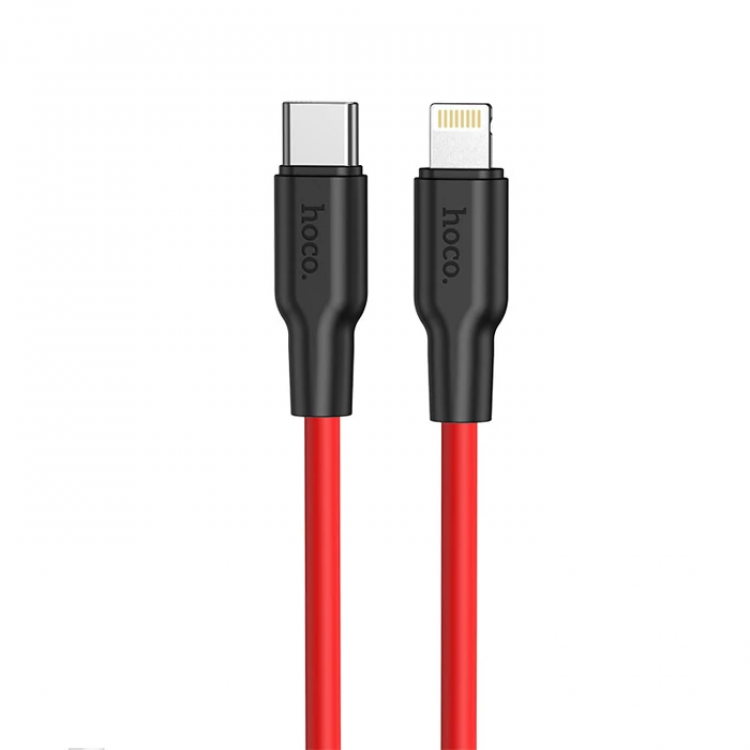 HOCO X21 Plus PD 20W Type-C to iPhone Lightning Silikon Hızlı Şarj ve Data Kablosu-(5775)