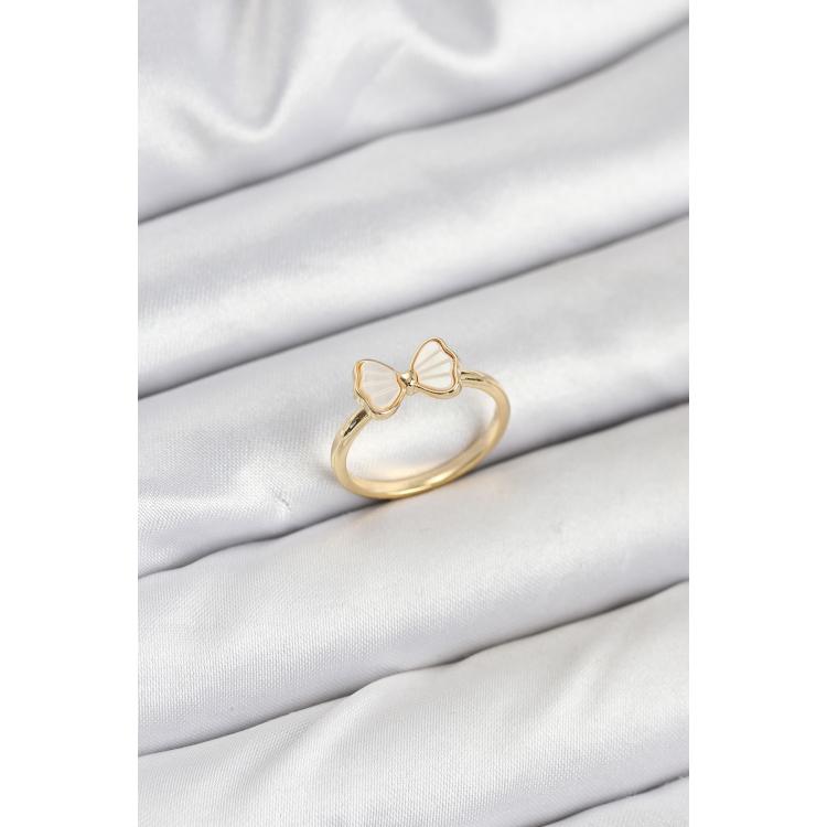 Pirinç Gold Renk Fiyonk Model Kadın Yüzük 5886
