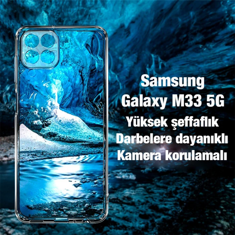 Ally SM Galaxy M33 5G (SM-M336B) Kılıf Kamera Korumalı Ultra İnce Şeffaf Kılıf-(5775)