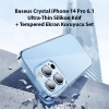 Baseus Crystal iPhone 14 Pro 6.1 Ultra-Thin Silikon Kılıf + Tempered Ekran Koruyucu Set-(5775)
