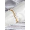 14K Gold Renk Kaplama Lazerli Zincir Model CM Kadın Bileklik 5886