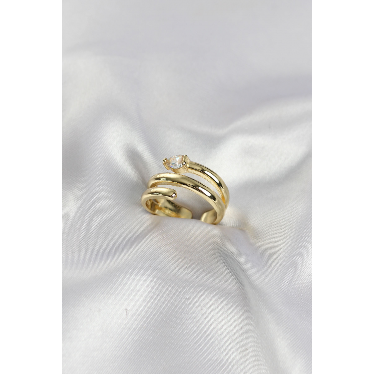 Pirinç Gold Renk Sarmal Yılan Model Kadın Yüzük 5886