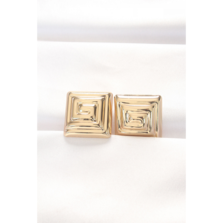 Pirinç Gold Renk Kare Form Küpe 5886