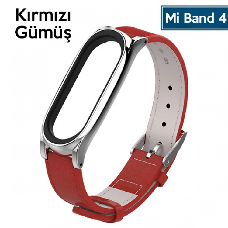 Mijobs Xiaomi Mi Band 5-4  Pu Deri Kayış Kordon-(5775)
