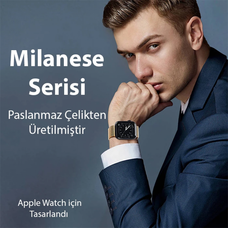 Dux Ducis Apple Watch 42/44/45MM için Milanese Premium Milano Loop Kayış Kordon-(5775)