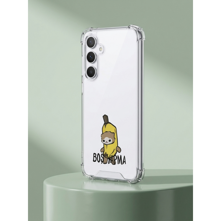 Samsung Galaxy A26 Boş Yapma Muz Detaylı Kart Bölmeli Şeffaf Telefon Kılıfı