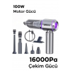 EZERE 16000pa Güçlü Portatif Taşınabilir Vakumlu Kablosuz Üflemeli Mini Araç Süpürgesi-(5775)