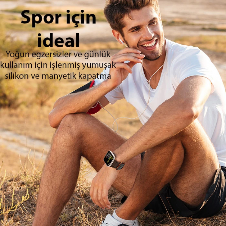 Dux Ducis Apple Watch 42/44/45MM için Manyetik Armor Silikon Kordon Kayış-(5775)