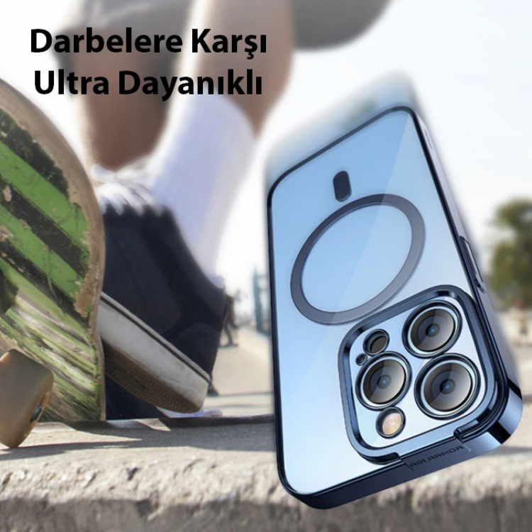 Baseus Glitter iPhone 14 Pro 6.1 Magsafe Silikon Kılıf + Tempered Ekran Koruyucu Set-(5775)