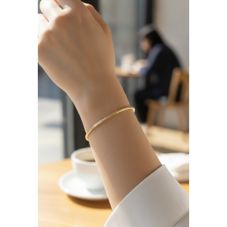 CM Gold Renk Lazer Kesim Model 65 mm Bilezik 5886