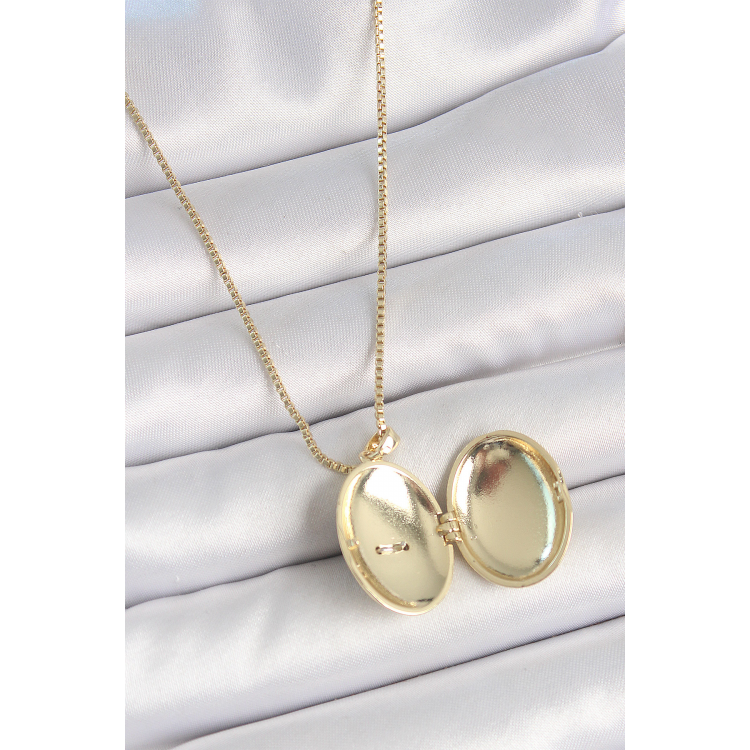 316L Çelik Gold Renk Zincir Zirkon Taşlı Anka Kuşu İşlemeli Açılır Model Kadın Kolye 5886