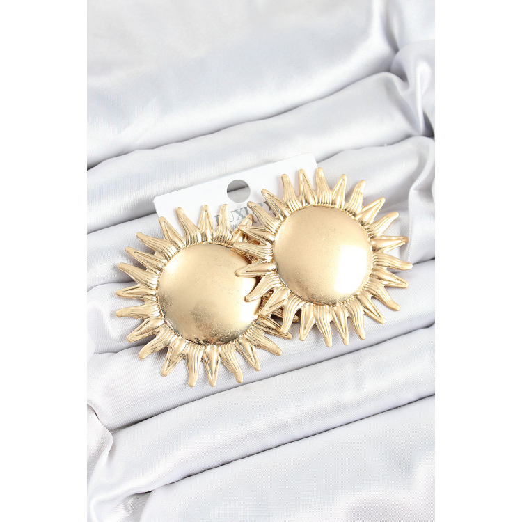Pirinç Güneş Model Gold Renk Kadın Küpe 5886