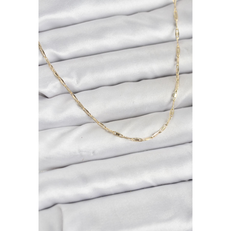 CM 14K Gold Renk Pirinç Ataç Zincir 60 cm Kadın Kolye 5886