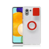 Xiaomi Mi 11 Lite Kılıf Sürgülü Kamera Lens Korumalı Yüzük Standlı Silikon Kılıf-(5775)