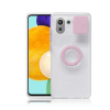 Xiaomi Mi 11 Lite Kılıf Sürgülü Kamera Lens Korumalı Yüzük Standlı Silikon Kılıf-(5775)