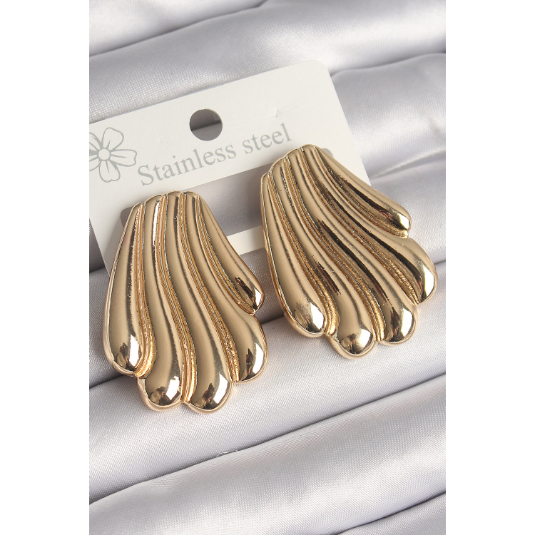Pirinç Gold Renk İşlemeli İstirdye Model Kadın Küpe 5886