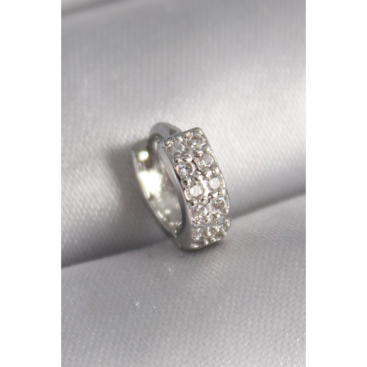 316L Çelik Gümüş Renk Zirkon Taşlı Tragus Piercing 5886