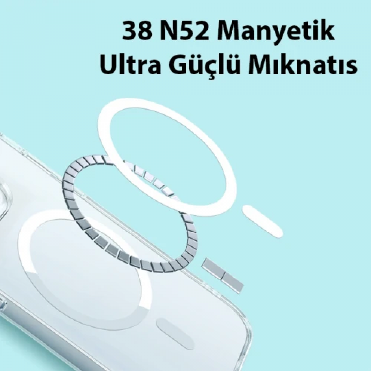 Baseus iPhone 15 Pro Crystal Serisi Manyetik Magsafe Silikon Kılıf + Tempered Ekran Koruyucu Set-(5775)