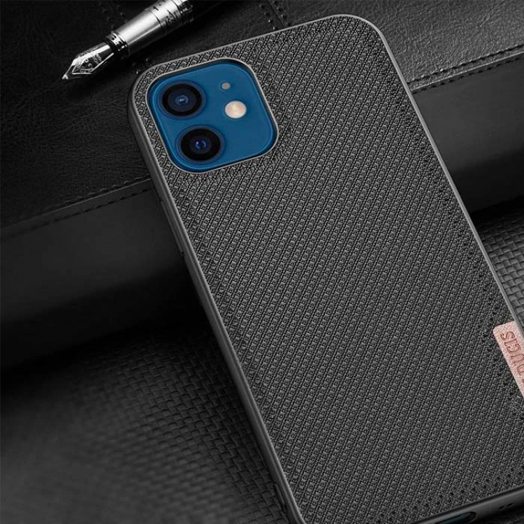 Dux Ducis Fino Serisi iPhone 12 -12 Pro 6.1inç Kılıf Premium Dokuma Silikon Kılıf-(5775)