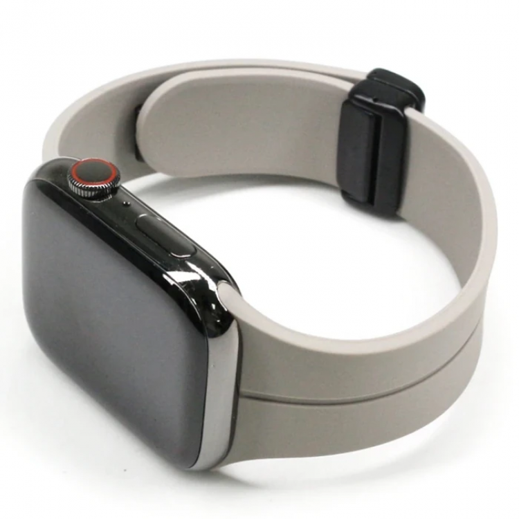 Ally Apple Watch 7-8 45mm 6-5-4 44mm Watch Ultra 49mm Manyetik Uçlu Silikon Kayış Kordon 3-2-1 42mm-(5775)