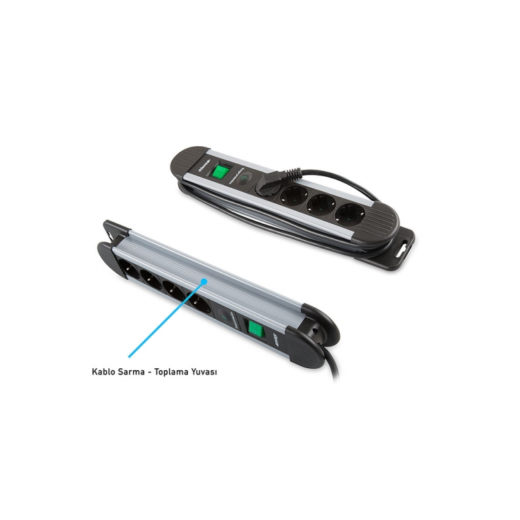 S-LINK Swapp SPGKS03 3 Soket Akım Korumalı Priz 1.5Mt Kablo 900 Joule (Gri) %100 Bakır(1923)