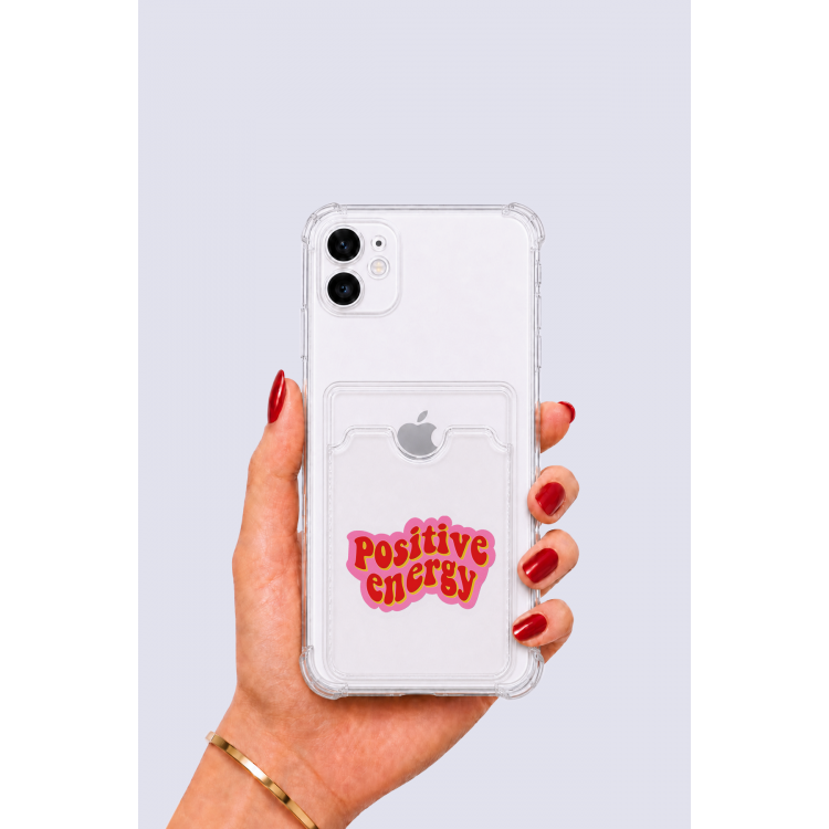 iPhone 12 Kartlıklı Pozitif Enerji Desenli Kılıf