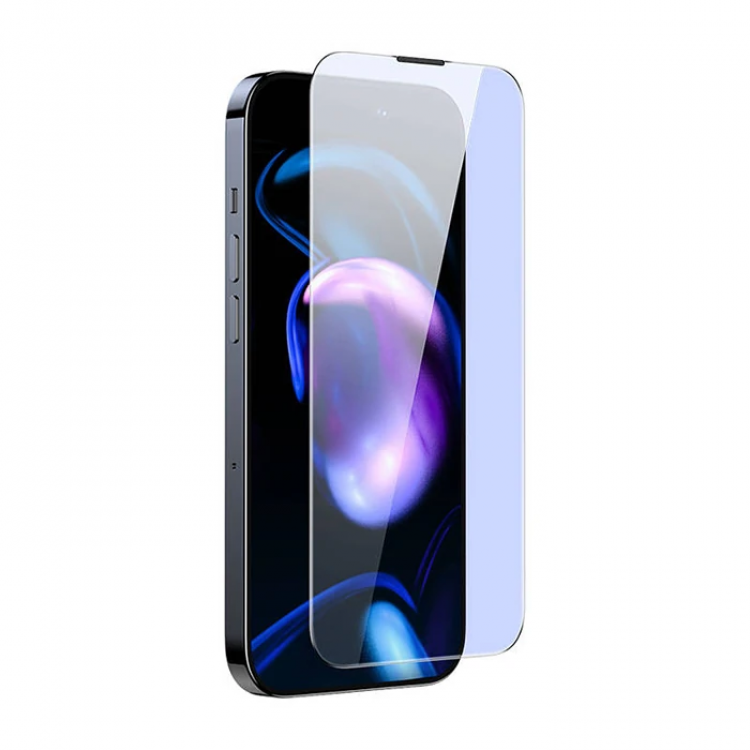 Baseus iPhone 15 Plus Full Koruma Anti Mavi Işık Tempered Cam Ekran Koruyucu 2 Adet Set-(5775)