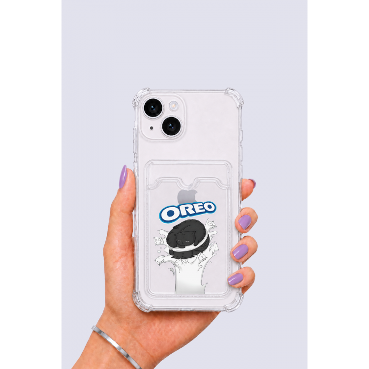 iPhone 15 Kartlıklı OREO Desenli Kılıf