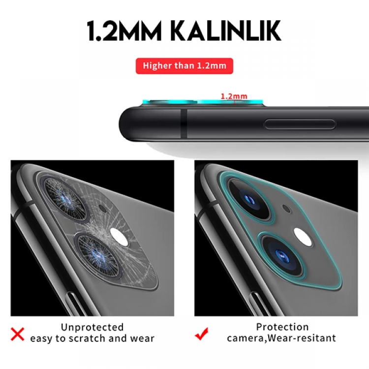 iPhone 11 6.1 full Tempered Kamera Koruyucu Kırılmaz Cam-(5775)