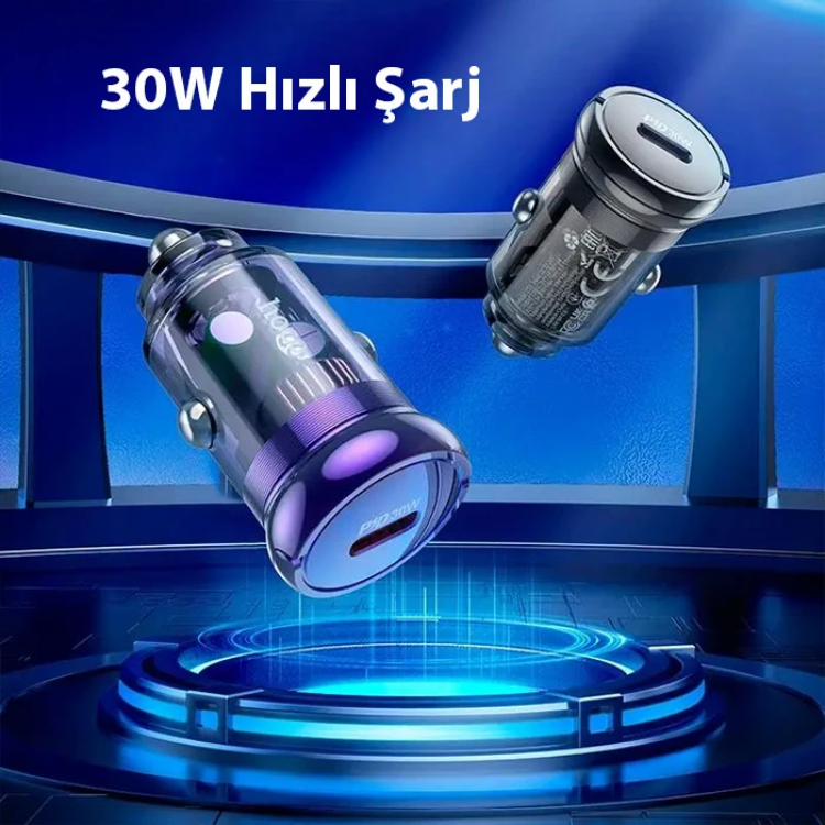 HOCO Z53 Sight Single PD30W Type-C Girişli Araç Çakmaklık Hızlı Şarj Aleti-(5775)