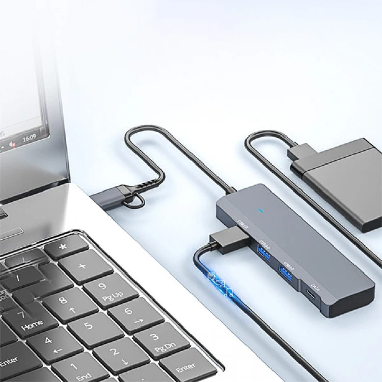 ALLY ADS-309D 4 Portlu USB+Type-C USB 3.0 Çoklayıcı Data HUB Adaptör-(5775)