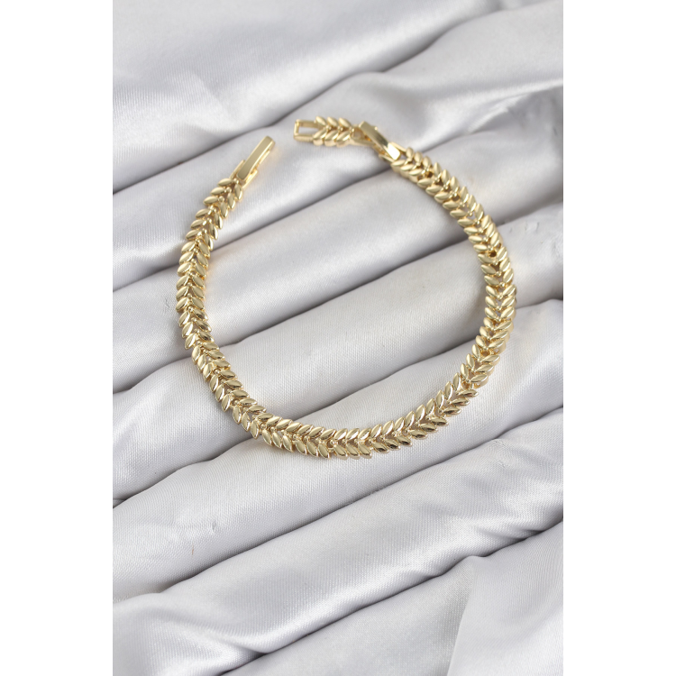 CM Başak Model Gold Renk Pirinç Kadın Bileklik 5886