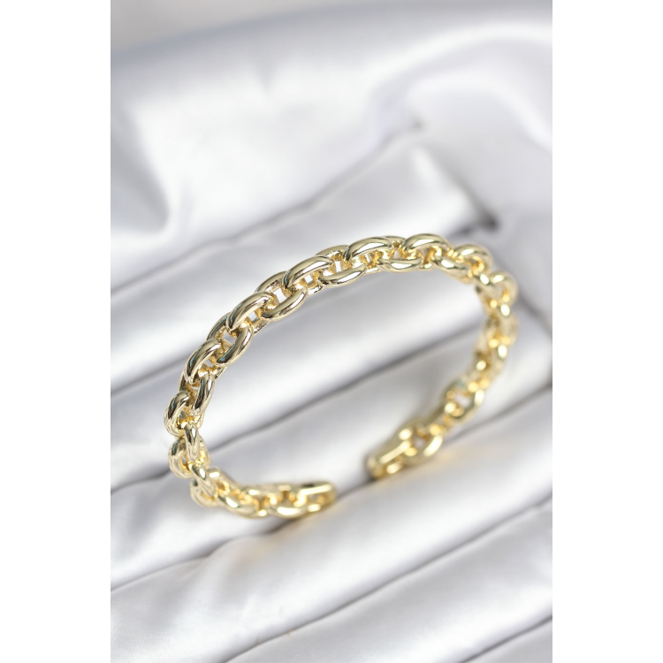 Zincir Model Gold Renk Pirinç Kadın Bileklik 5886