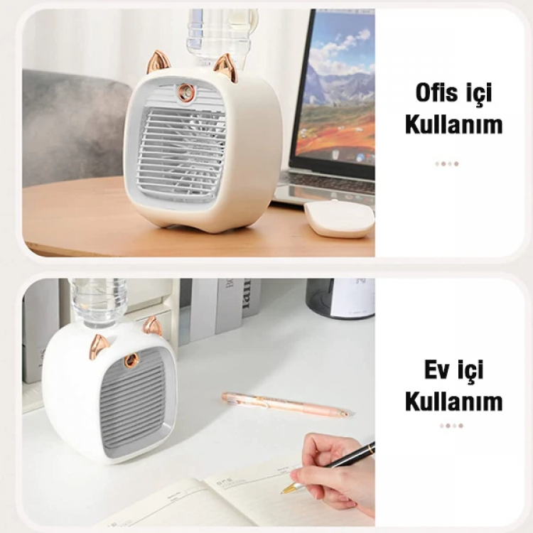 EZERE Hava Nemlendiricili Masaüstü Fan Taşınabilir Mini Klima Soğutucu-(5775)
