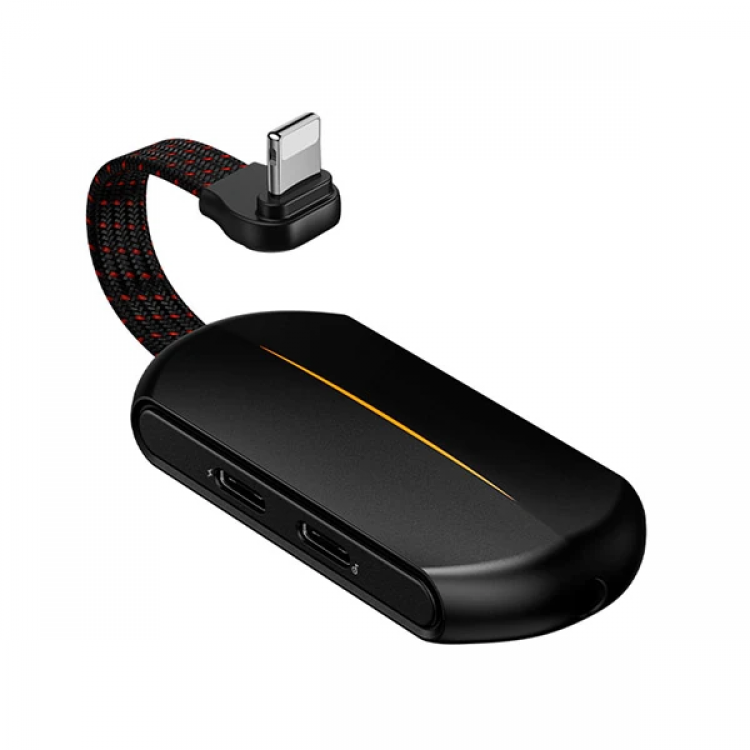 Baseus L47 3in1 2X iPhone Lightning başlık Ve 3.5mm Kulaklık Çıkışlı Şarj Adaptörü-(5775)