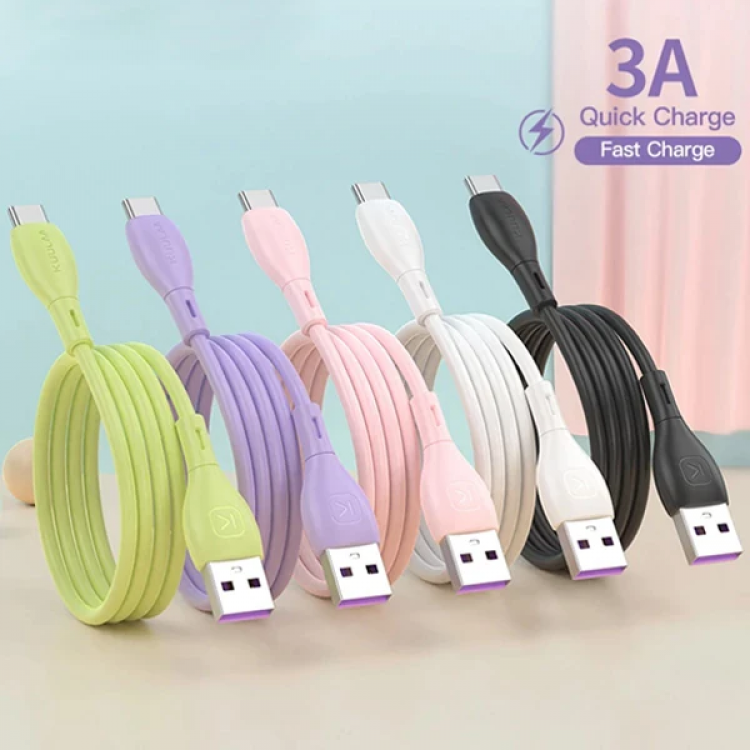 KUULAA Liquid Silicone USB Type C QC3.0 Hızlı Şarj Kablosu 1metre-(5775)