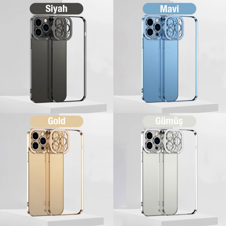 ALLY Fashion Series iPhone 12 Pro Kılıf Renkli Kenar Lazer Çerçeveli Silikon Kılıf-(5775)
