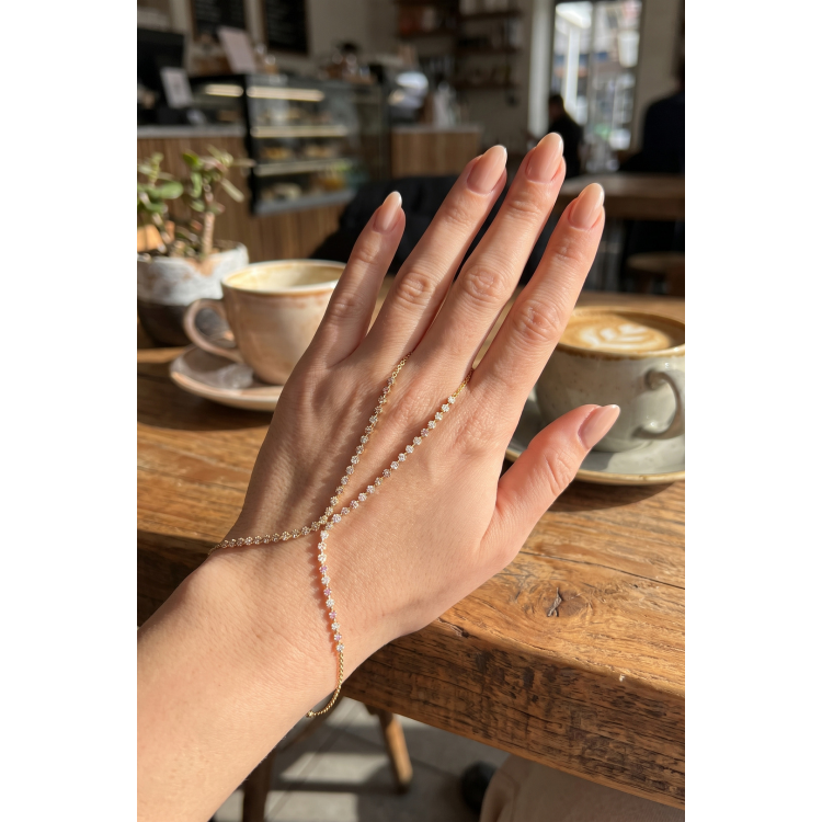 Gold Renk Pembe ve Beyaz Zirkon Taşlı Model Şahmeran 5886