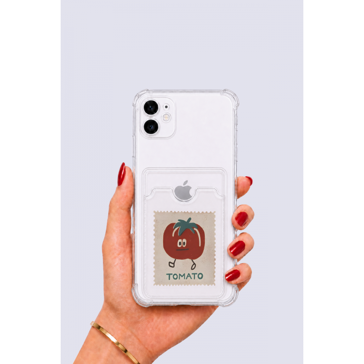 iPhone 11 Kartlıklı Tomato Desenli Kılıf