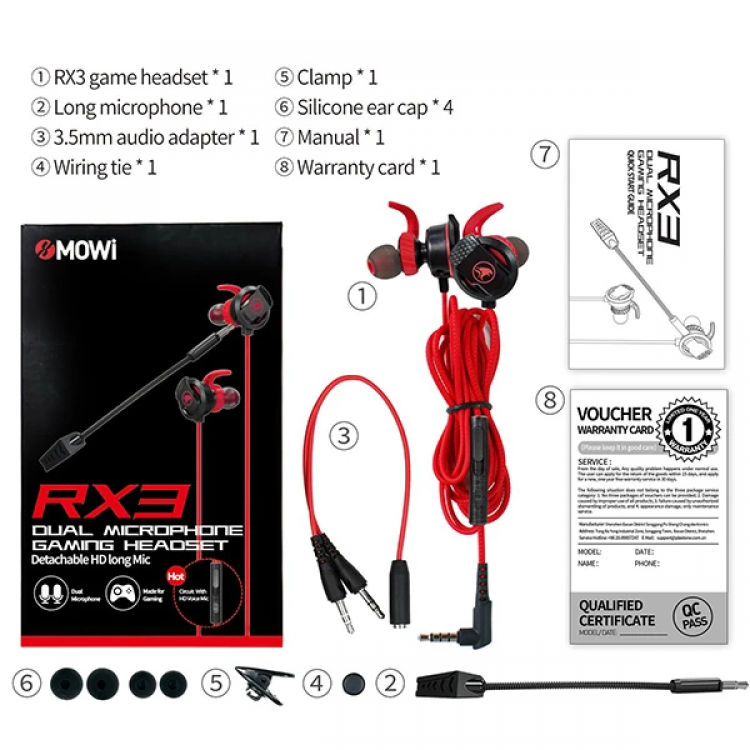 XMOWİ RX3 35mm Çift Mikrofonlu Oyuncu Kulaklık Gaming Kulaklığı-(5775)
