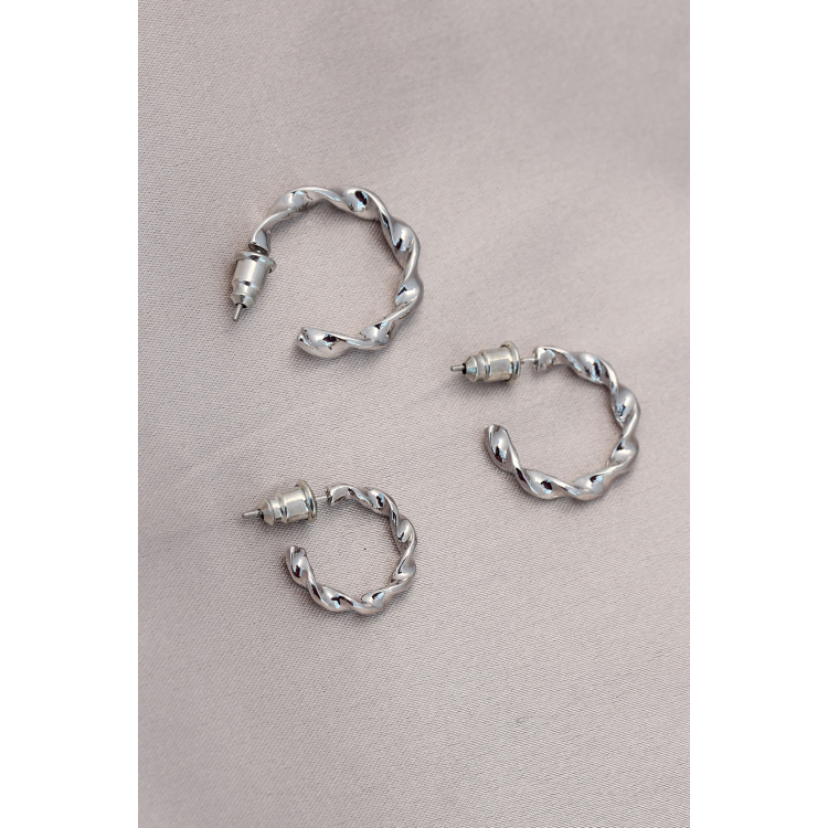 Burgu Model Gümüş Metal Küpe Seti 5886