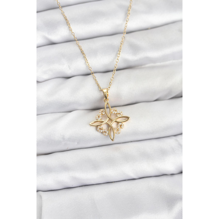 316L Çelik Zincir Gold Renk Sonsuzluk Model Zirkon Taşlı Kadın Kolye 5886